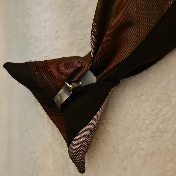 3/$30 DON LOPER 1980s Brown and Orange Striped Ombre Skinny Clip-on Tie - Picture 5 of 7